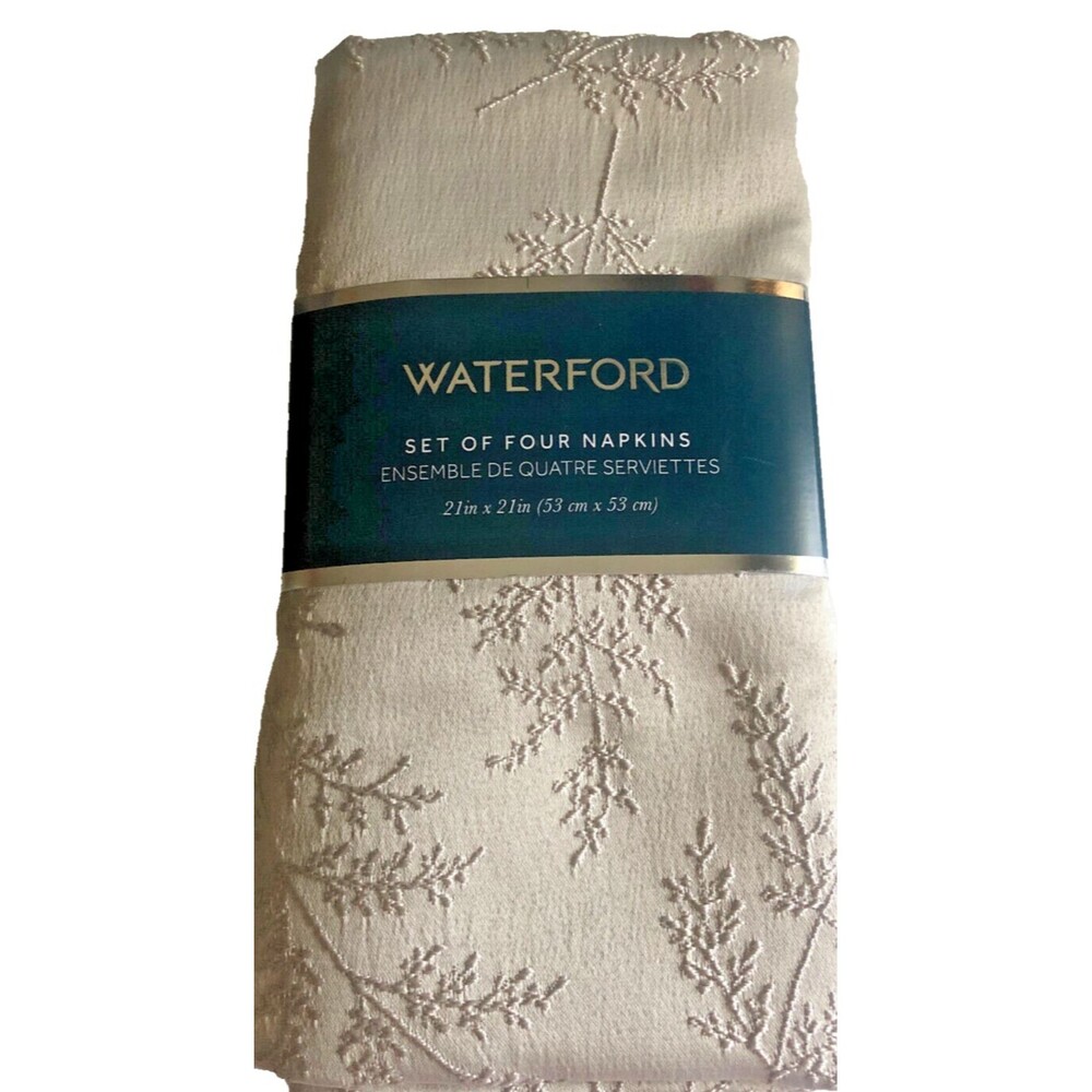 Waterford Napkins Gray Tossed Leaf Pumice Stone Holiday Christmas 21x21 Set of 4